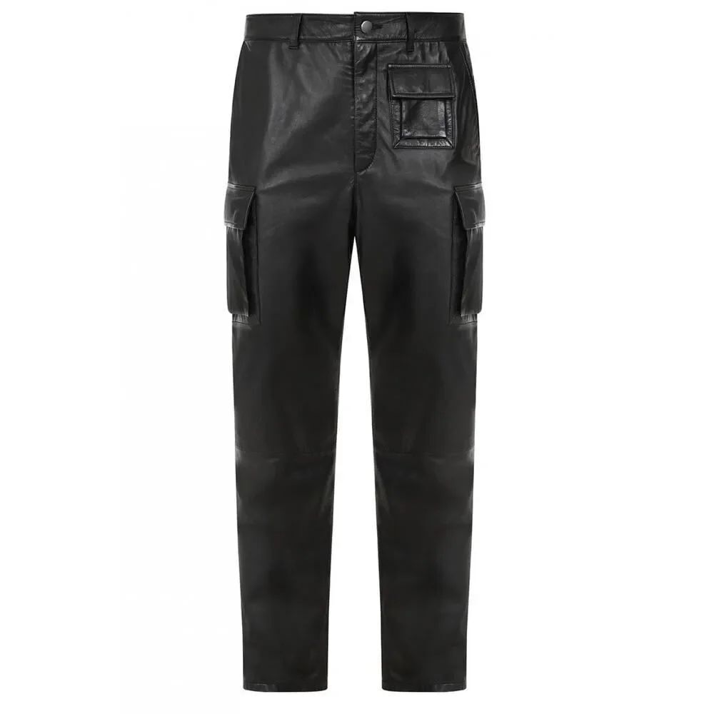 Muubaa Thor Black Sheep Leather Utility Cargo Pants Mens 32